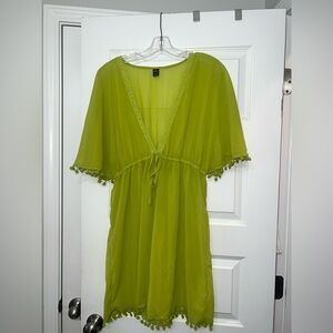 SHEIN Mint‑Green Pom‑Pom Trim Cover‑Up